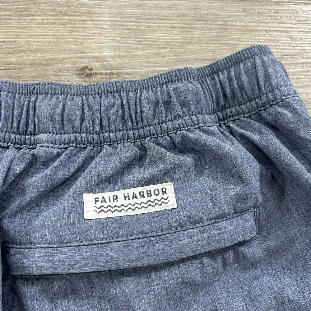 Fair Harbor Mens Large Blue Lined Swim Trunks Surfing Beach Stretch Pockets